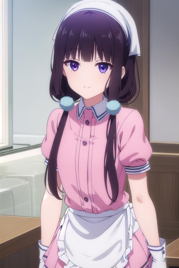 Anime girl in pink uniform standing in front of a window - SeaArt AI