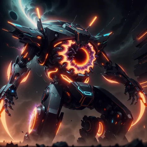 <lora:InfraBlackholeTech-20:0.8>,inblackholetech ,scifi, excessive energy,
robot