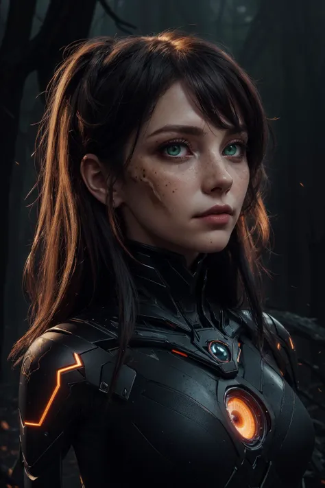 (masterpiece:1.1), (highest quality:1.1), HDR, extreme quality, cg, (negative space), detailed face+eyes, (bright colors), complimentary colors, limited palette, fine art,
1 girl, adult (elven:0.7) woman, freckles, green eyes, light brown half-up half-down hairstyle,
Style-GravityMagic, solo, half shot, looking away, detailed background, detailed face, (<lora:InfraBlackholeTech:0.6>, inblackholetech theme:1.1) calm, ethereal glowing eyes, manifestation of death, dark clothes, dynamic pose, reaper, rot, dark shadows, cold, dead forest in background, rats in background, mist, mysterious lighting, sinister dark atmosphere,