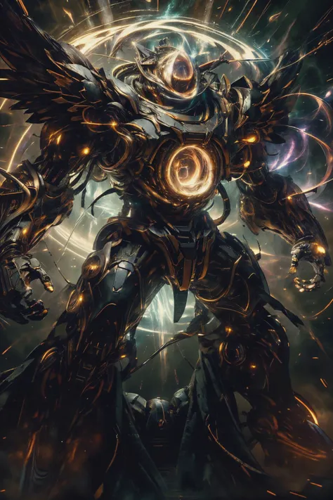(masterpiece, best quality:1.3),extremely high detailed, intricate, 8k, HDR, wallpaper, cinematic lighting ,(universe),
<lora:GlassSteelMecha:0.4>, <lora:ChronomancyMecha:0.8>,  glowing, armor, glowing eyes, mecha, large wings,
<lora:InfraBlackholeTech-20:0.7>, inblackholetech ,scifi, blackhole, excessive energy
