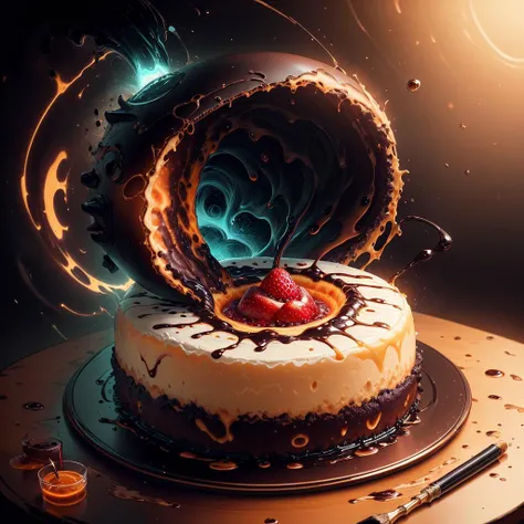 <lora:InfraBlackholeTech-20:0.85>, inblackholetech , masterpiece, best quality, painting, anime coloring, artwork, illustration, huiguorou, Cylinder cheesecake, strawberry splash funnel, food, no_humans,