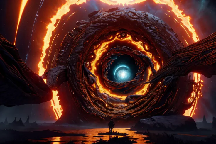 ((masterpiece)), ((best quality)), absurdres, 8k uhd, beautiful colors, insane detail,
inferno, hell, <lora:InfraBlackholeTech-20:0.8>, inblackholetech ,scifi, blackhole, excessive energy