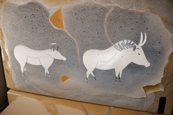 CavePaintings, ((telephones, fax machines, office chairs, dorm refrigerator))