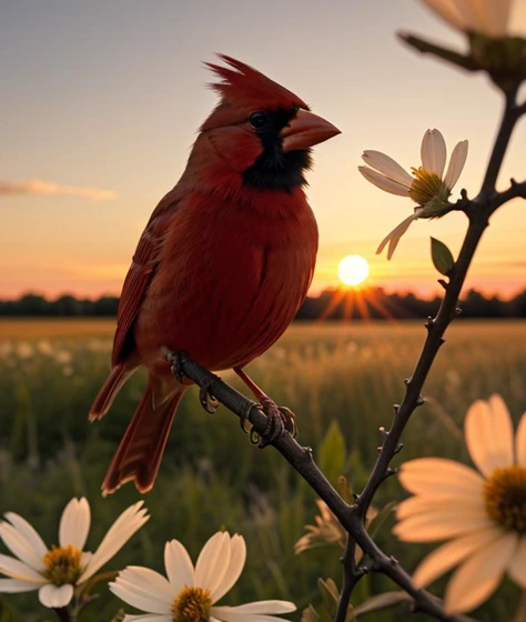 <c4rd1n>nature, upper body, High definition, Flowery meadow, sunset