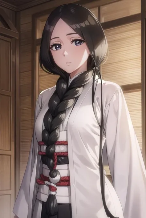 unohana, <lora:unohana-lora-nochekaiser:1>,
unohana, long hair, black hair, braid, single braid, (black eyes:1.5),
BREAK japanese clothes, kimono, single braid,
BREAK looking at viewer, full body,
BREAK indoors,
BREAK <lyco:GoodHands-beta2:1>, (masterpiece:1.2), best quality, high resolution, unity 8k wallpaper, (illustration:0.8), (beautiful detailed eyes:1.6), extremely detailed face, perfect lighting, extremely detailed CG, (perfect hands, perfect anatomy),
