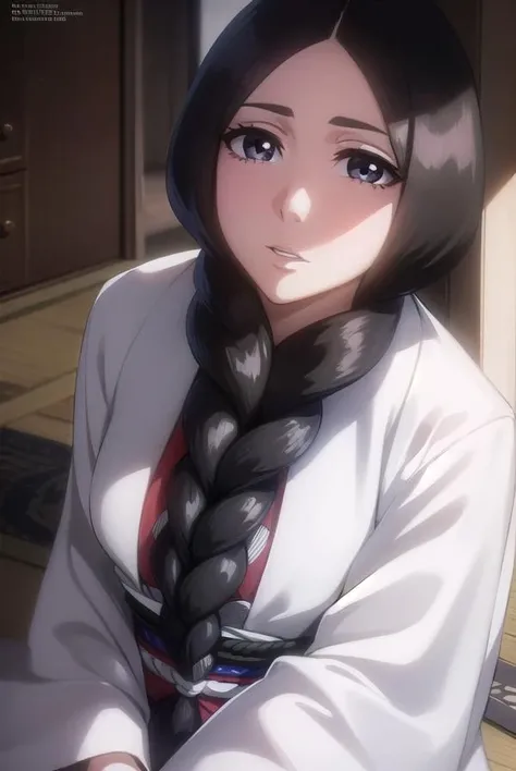 unohana, <lora:unohana-lora-nochekaiser:1>,
unohana, long hair, black hair, braid, single braid, (black eyes:1.5),
BREAK japanese clothes, kimono, single braid,
BREAK looking at viewer, full body,
BREAK indoors,
BREAK <lyco:GoodHands-beta2:1>, (masterpiece:1.2), best quality, high resolution, unity 8k wallpaper, (illustration:0.8), (beautiful detailed eyes:1.6), extremely detailed face, perfect lighting, extremely detailed CG, (perfect hands, perfect anatomy),