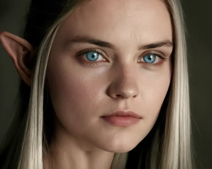 by TimBurton <lora:TimBurton_offset:1>, (detailed face, detailed eyes, clear skin, clear eyes), lotr, fantasy, elf, female, silver hair, looking at viewer, portrait, photography, detailed skin, realistic, photo-realistic, 8k, highly detailed, full length frame, High detail RAW color art, piercing, diffused soft lighting, shallow depth of field, sharp focus, hyperrealism, cinematic lighting