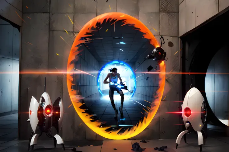 p2turret, turret, broken, red eye, destroyed,  <lora:Chell_Portal_2-000014:0.8>,  <lora:add_detail:0.4>