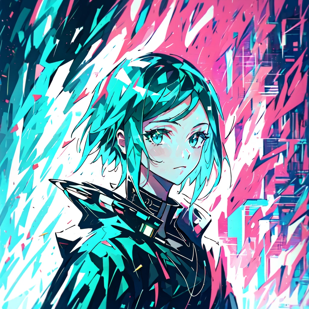 <lora:Phos-LoRA:1> phosphophyllite, phos, short_hair, green_hair, shiny_hair, portrait, regal, robe, intricated, detailed, <lora:CyberpunkPortrait_v1:1> cyberpunk, <lora:GenshinSplash-V3:1> splash screen, swirling background