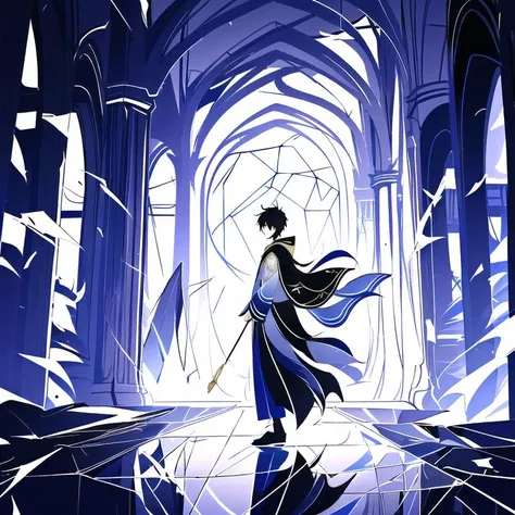 <lora:GenshinSplash-V3:1> splash screen, swirling background, dynamic scene, 1boy, male, young mage, (face, wide-eyed:1.5), elegant ornate robe, magic, fantasy, (black_theme, shadow, obscure, dark, unsettling, necromancy, glass, shatter:1.2)