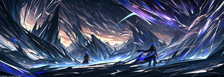 absurdres, highres, 4k, highly detailed, epic, dystopian, dynamic, action, fantasy, skyrim, luminescent, <lora:GenshinSplash-V3:1> splash screen, swirling background