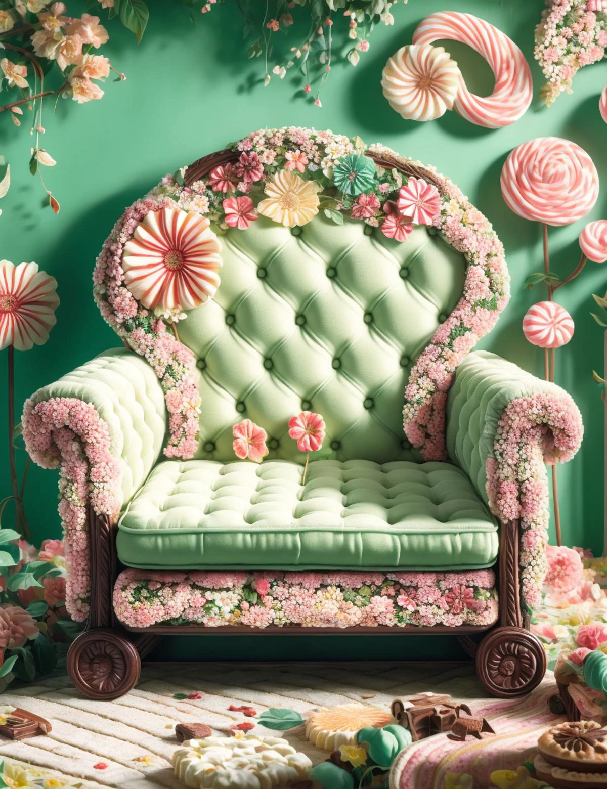 masterpiece illustration, detailed, hires, octane rendering,DonMC4ndyL4nd ai companion, non-slip surfaces,reconfigurable layout,interface modules,armrests,floral motifs, gingham, hard <lora:DonMC4ndyL4nd:1>