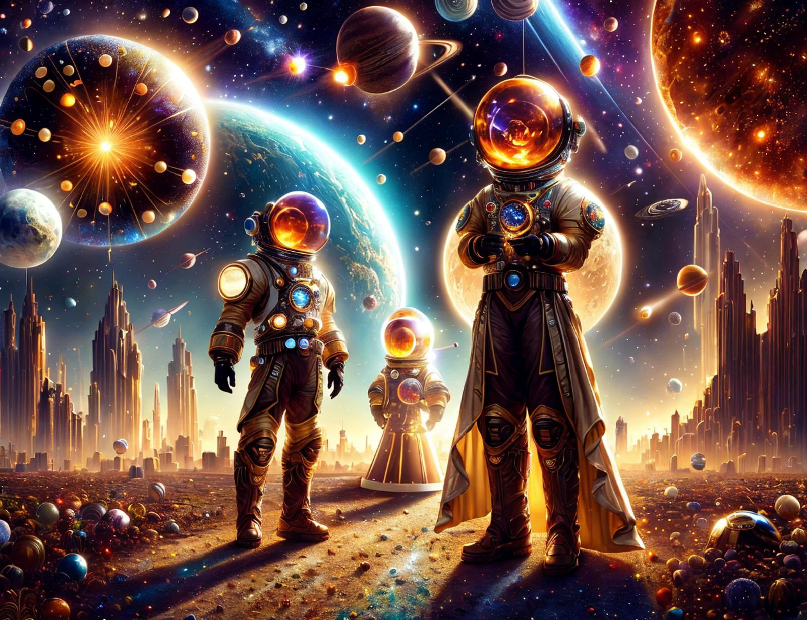 masterpiece, awesome quality, cinematic lighting, detailed, DonMC4ndyL4nd solarpunk of spacefaring civilization- extravagantly adorned being wearing sophisticated space-faring uniforms and insignias , virtual reality game designer <lora:DonMC4ndyL4nd:0.85>