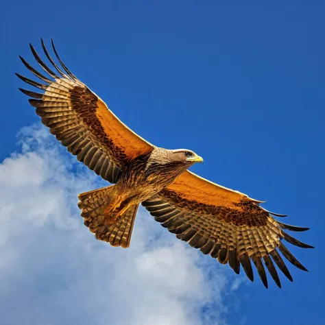 A majestic bird soaring through the cloudst,<lora:HMSGé¸ç±»æå½±XL-000001:1>,