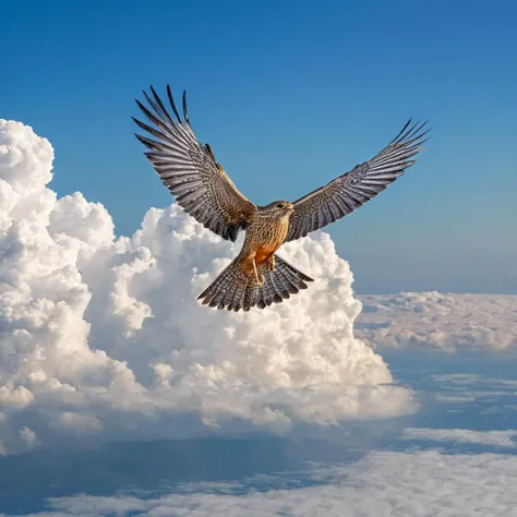 A majestic bird soaring through the cloudst,<lora:HMSGé¸ç±»æå½±XL-000001:1>,