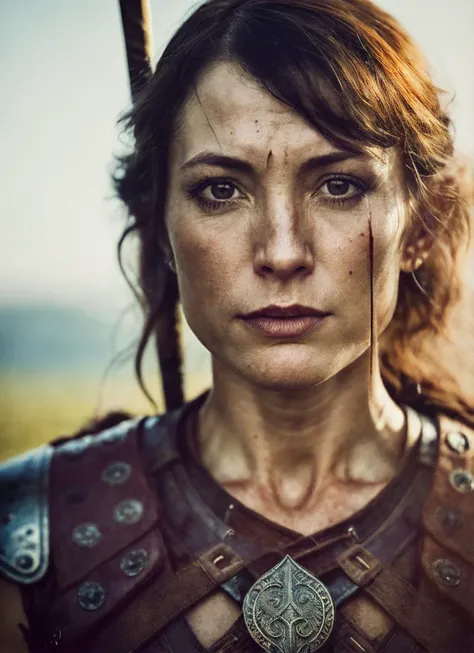 A stunning intricate full color portrait of (sks woman:1) as (viking warrior), (barbarian), epic character composition, by ilya kuvshinov, alessio albi, nina masic, sharp focus, natural lighting, subsurface scattering, f2, 35mm, film grain, <lora:locon_nanavisitor_v1_from_v1_64_32:1.25>