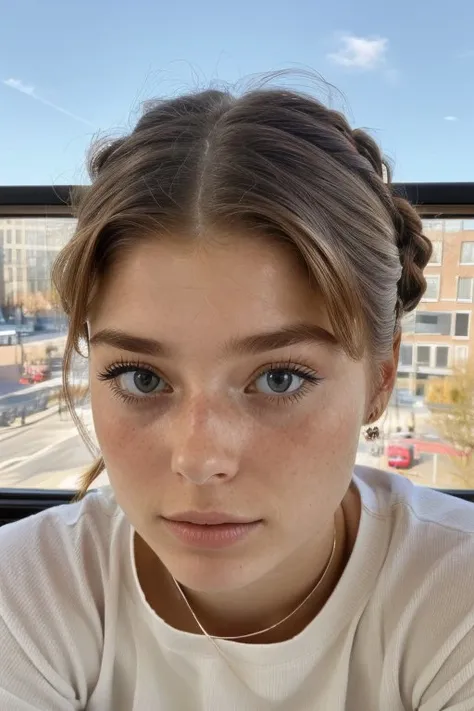ASCII(shot from a Dutch angle, close up on face:1.2) photo of <lora:hannahstein_v1:.9> HannahStein,
she is wearing sarashi
,
her hair is styled as braided chignon,
she is wearing neck ruff,
BREAK she is (sitting in a cafe:1.1),
silhouetted against the window,