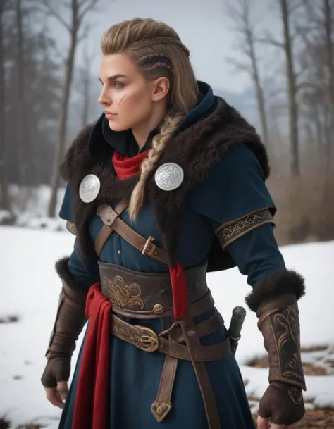 score_9,score_8_up,score_7_up,masterpiece,high quality BREAK
<lora:AC Valhalla EivorPonyLoRAPonyLoRA:0.8>,eivr,long hair,braid,hair over shoulder,undercut,scar on face,capelet,fur trim,gloves,belt,top,skirt,sash,pants,