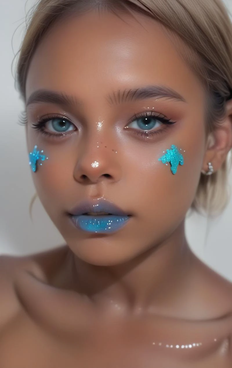 score_9, 1girl, irish woman, <lora:makeup_master_pony_v1:1> glossy blue lips, winged eyeliner, glitter on cheek