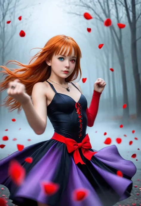 score_9, score_8_up, score_7_up, source_photo, 8k analog photo, (realistic:1.2), best studio quality, masterpiece, super realistic, extreme cinematic,beautiful soft light, aesthetic, hight detailed realistic light and shadows, realistic light aberration, redhead girl, ribbons, necklace, ring on third finger-fist A-P hand, hight quality detailed perfect skin, polychromatic heterochromic red eye contact, alena aenami artstaion wining award art, fog:0.5, sakura petals splash (rose:0.1), petals wind, petals storm, petal rain:0.1, first plan petalpured, motion blur petal <lora:age_slider_v4:-1>, <lora:sdxl_photorealistic_slider_v1:4>, <lora:Cinematic Hollywood Film:1>