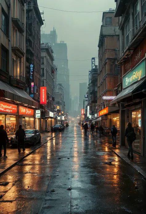 score_9, score_8_up, score_7_up, realistic lighting, photo, photorealistic
dark futuristic scenery, atmospheric fog, moonlight, futuristic city, dirty busy streets with open shops, trash on street, run down buildings, (postapocalyptic city:1.3)