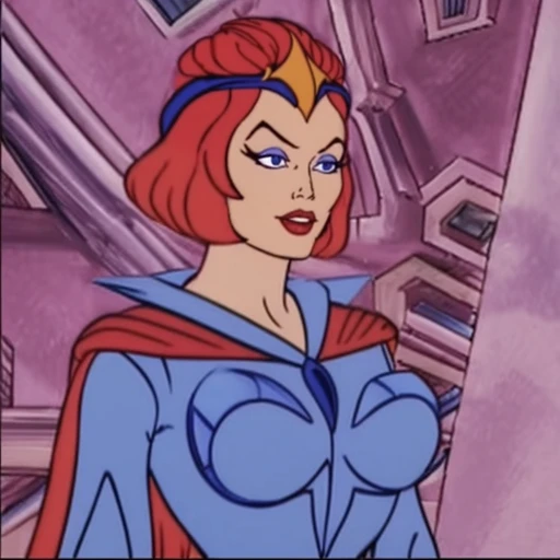 (filmation motu style), ((Teela, Sorceress of Castle Grayskull)), <beautiful face> medium shot, extremely detailed, intricate, ((clear_focus)), ((sharp_focus)), perfect_face, very deep eyes, ((round pupils)), eyelashes, (small eyes), full pouty lips, 
90's style, <moe-bius> frank franzetta
best quality, absurdres