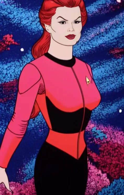 <lora:starTrekUniforms_v1:1> bokeh, A stunning intricate full color portrait photo of Ariel Winter, wearing a (strtrk uniform), interior ship background