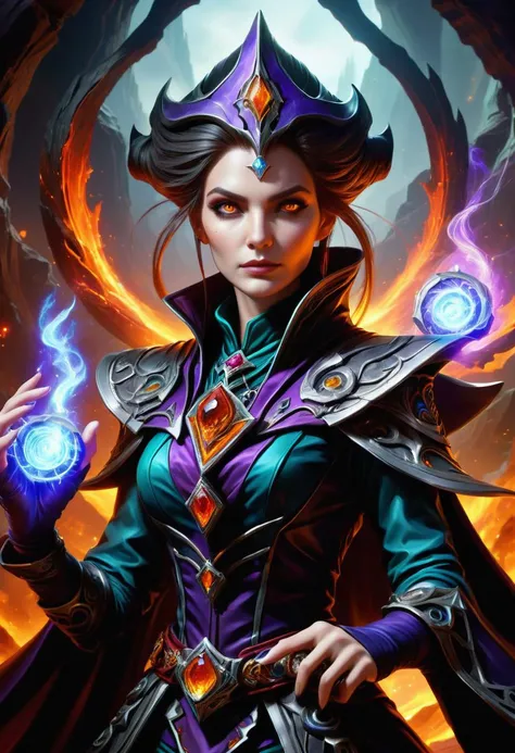 hyper detailed masterpiece, dynamic, awesome quality, a female warlock casting geological psionic DonMM4g1cXL magic, <lora:DonMM4g1cXL-000008:0.8>