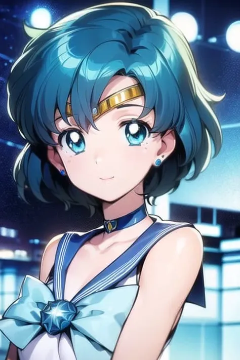 (detailed hair), (masterpiece), (best quality), (ultra-detailed), sharp focus, detailed face, perfect anatomy, perfect lighting, (intricate details), (depth of field), 1girl, full body, SailorMercury, background: city, background: tall neon buildings, <lora:SailorMercury-000009:0.9>, blue eyes, SMUniform, <lora:dohnaDohnaGyokai100Style_v10:0.7>