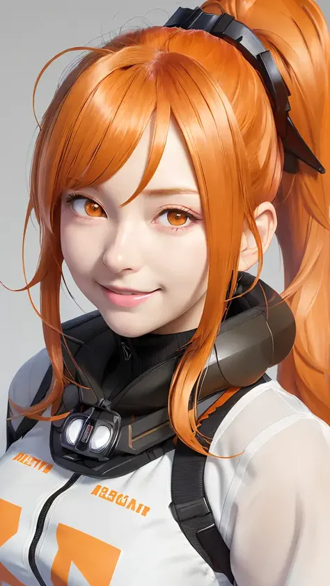 (masterpiece:1.2), (best quality:1.2), (ultra highres:1.2) ,(8k resolution:1.2), (portrait:1.5),(sweet smile: 1.2),
sci-fi,girls frontline,near future,doomsday survival,
1 woman,orange hair tied ponytail , orange eyes ,
<lora:KaalaV2:0.35>,Kaala,<lora:japaneseDollLikenessv15:0.35>