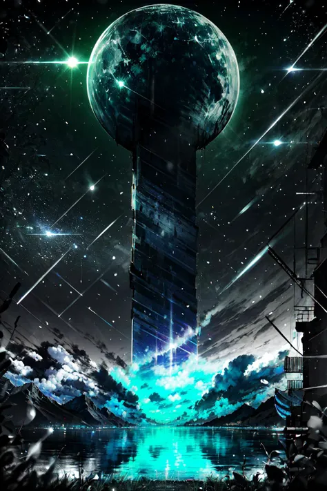 Highly detailed, High Quality, Masterpiece, beautiful, night, (dark environment), mountains, water, trees, <lora:DW-000008:1>