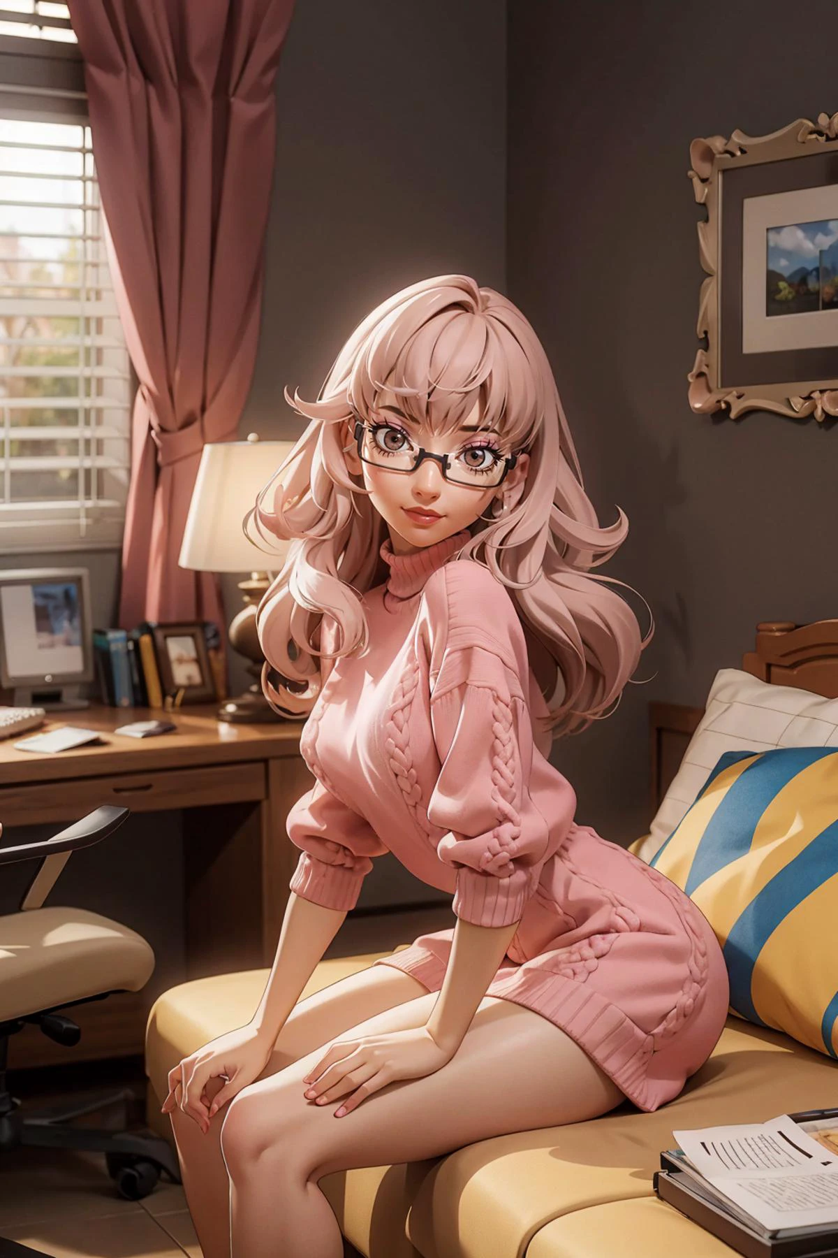 3d, <lora:CKatherine:0.8> CKatherine, a woman in a pink sweater dress posing for a picture , a character portrait, dau-al-set, glasses, sitting on box,
masterpiece, best quality, intricate detail
<lora:add_sharpness:1.0><lora:add_sharpness:1.0>