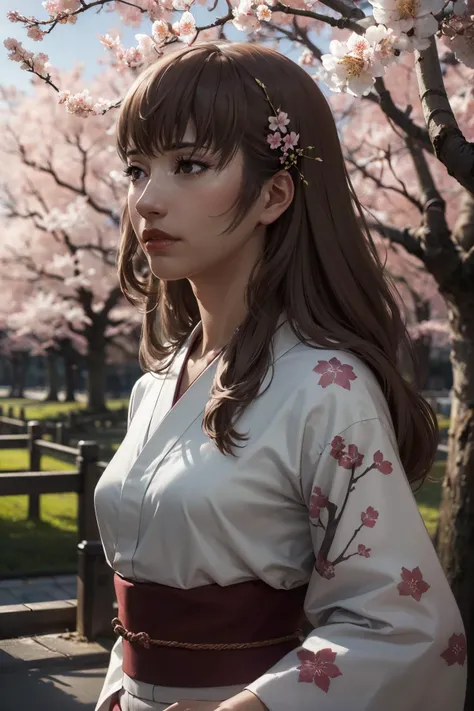 (solo, 1girl), (absurdres, highres, official wallpaper, poster), (masterpiece, best quality:1.2), (illustration, realistic), (perfect details, highest detailed, extreme detailed), dramatic light,
CKatherine, long hair, walking in a serene Japanese park with cherry blossoms, yukata, and a hair ornament
 <lora:CKatherine:0.8>