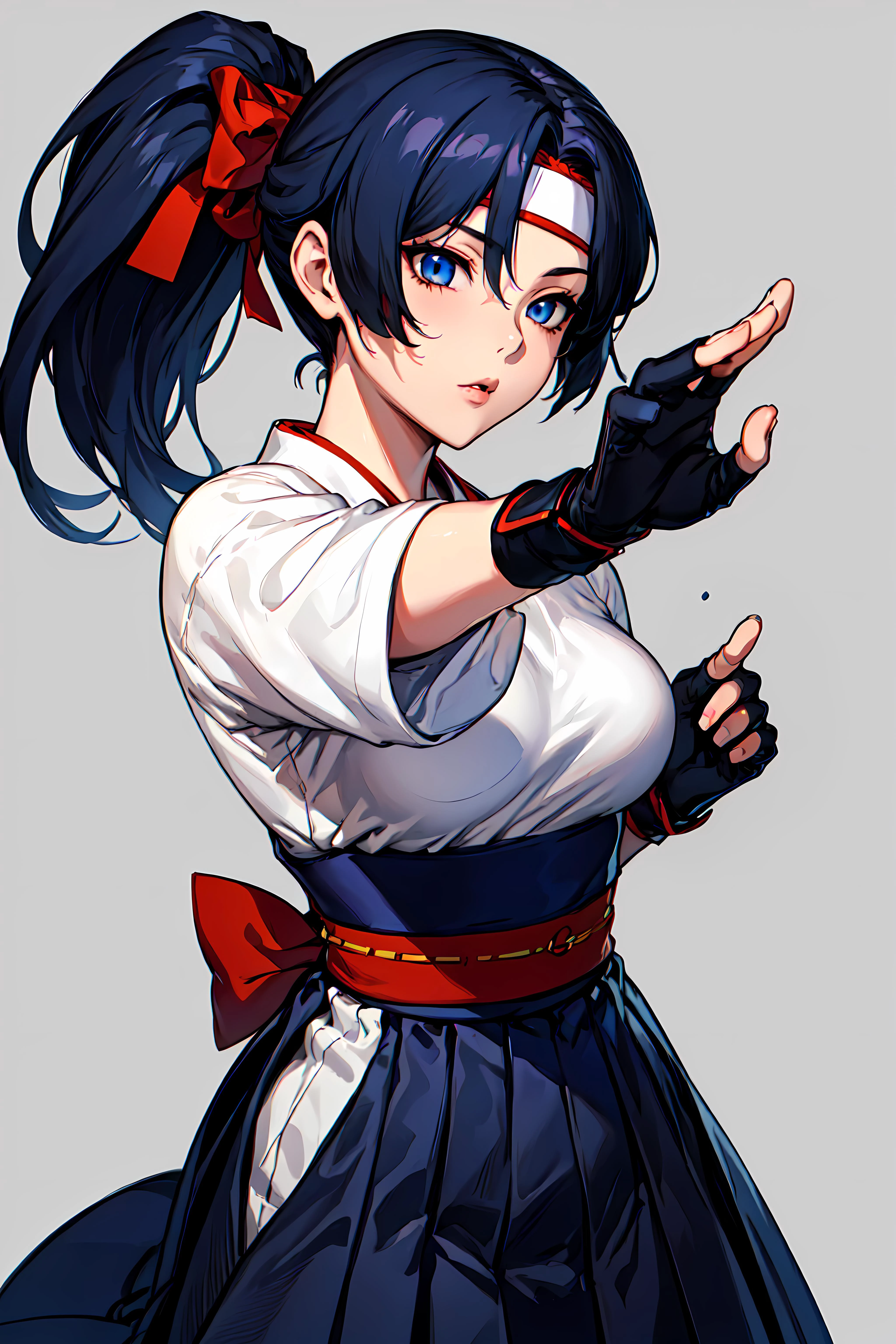 8k, anime style
masterpiece,best quality, unreal engine, ultra res, extremely detailed,
<lora:hews style by goofy ai:0.4>HEWS STYLE
CSR STYLE <lora:cutesexyrobutts_v2:0.2> <lora:puuzaki-puuna-lora-v1:0.2>
<lora:Maki Yoko_20230823184820:0.>
<lora:Round_Breasts_V7:0.4>ROUND BREASTS, medium BREASTS
(simple background:1.2)
1girl,waist, slender, (muscular:0.7)
holding sword <lora:Kasumi:0.6>
KASUMIMS, HEADBAND, JAPANESE CLOTHES, HAKAMA, HAKAMA SKIRT, DOUGI, TABI, SASH, BLUE HAKAMA
fighting stance, fingerless gloves