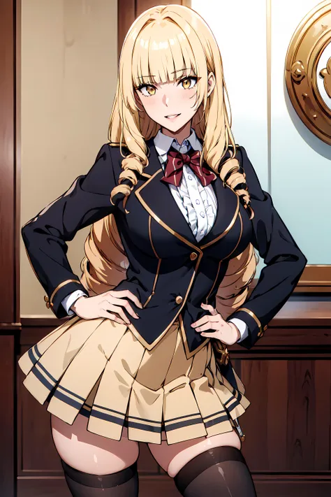 masterpiece,best quality, unreal engine, ultra res, extremely detailed,
1girl,medium breasts, waist, slender, (muscular:0.7)
<lora:Character_Rose_Oriana-03:0.6>
rose oriana
blonde hair, drill hair, blunt bangs,
school uniform,blazer, frill shirt, skirt, thighhigh
holding sword,
<lora:Style_hews_style:0.4> <lora:Style_cutesexyrobutts_v2:0.1>
<lora:Style_puuzaki-puuna-lora-v1:0.1> <lora:Style_anmnr01AOM3A1:0.2>
<lora:Concept_Round_Breasts_V7:0.4>ROUND BREASTS, medium BREASTS
standing, sexy pose, hand to hip, waist shot, watching at viewer, blush ,smile, parted lips