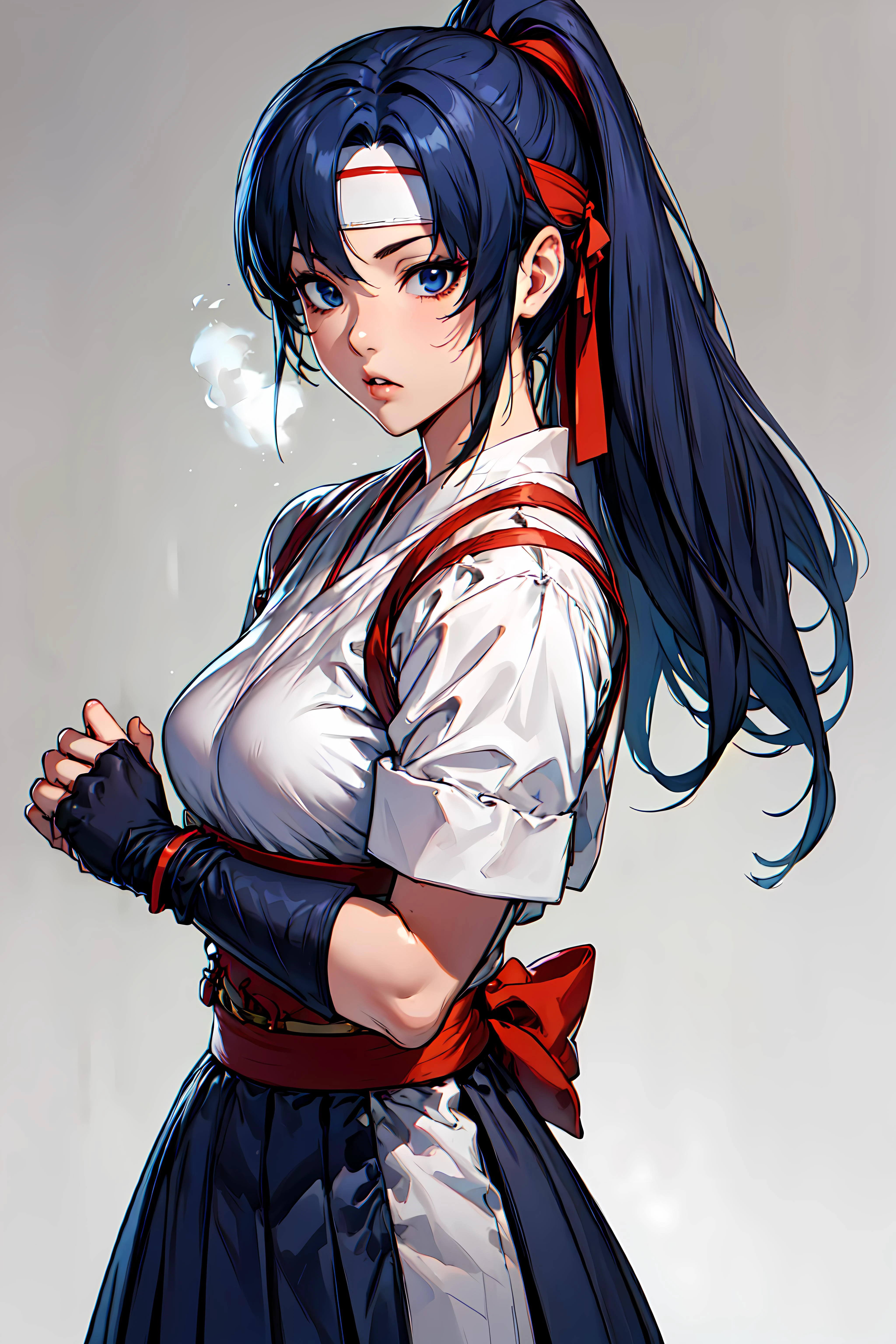 8k, anime style
masterpiece,best quality, unreal engine, ultra res, extremely detailed,
<lora:hews style by goofy ai:0.4>HEWS STYLE
CSR STYLE <lora:cutesexyrobutts_v2:0.2> <lora:puuzaki-puuna-lora-v1:0.2>
<lora:Maki Yoko_20230823184820:0.>
<lora:Round_Breasts_V7:0.4>ROUND BREASTS, medium BREASTS
(simple background:1.2)
1girl,waist, slender, (muscular:0.7)
holding sword <lora:Kasumi:0.6>
KASUMIMS, HEADBAND, JAPANESE CLOTHES, HAKAMA, HAKAMA SKIRT, DOUGI, TABI, SASH, BLUE HAKAMA
fighting stance
crench fist , fingerless gloves