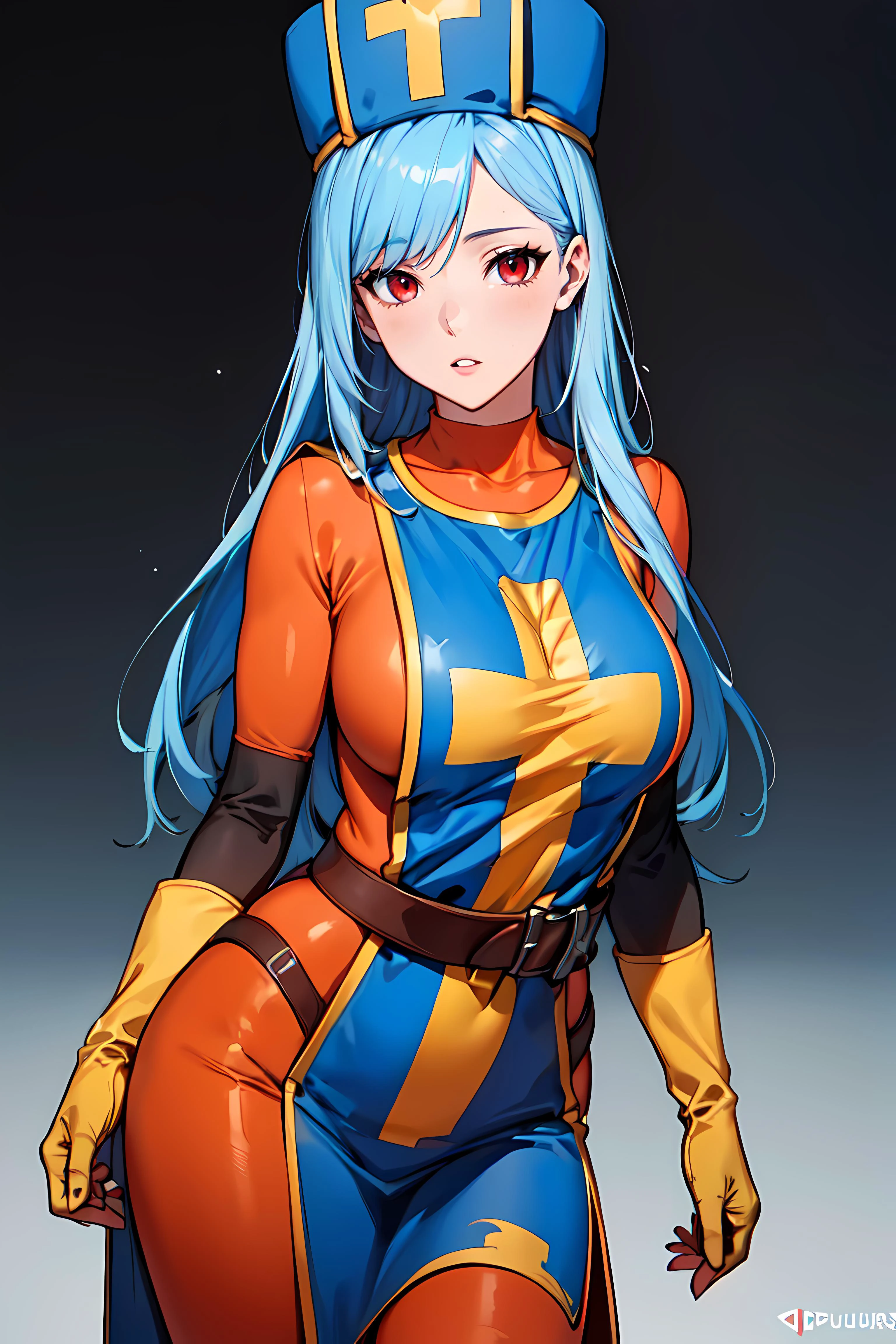 masterpiece,best quality, unreal engine, ultra res, extremely detailed,
1girl, waist, slender, (muscular:0.8)
<lora:hews style by goofy ai:0.4><cutesexyrobutts_v2:0.4><lora_puuzaki-puuna-lora-v1:0.1>
<lora:Round_Breasts_V7:0.4>
ROUND BREASTS, big BREASTS
fearless face, parted lips, watchig at viewer,
standing, sexy pose
waist shot,
simple background
anime style, key visual,
<lora:DQ3PRIEST:0.8>
light blue hair, red eyes, long hair
PRIEST \(DQ3\)
ORANGE BODYSUIT,MITRE,TABARD
ELBOW GLOVES