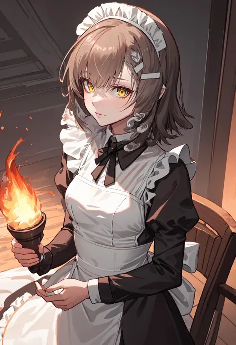 best quality, masterpiece, highres, solo, (firewhistle_arknights:1.10), (maid:1.40), (long maid dress:1.15), 14 <lora:firewhistle_arknights:0.80>