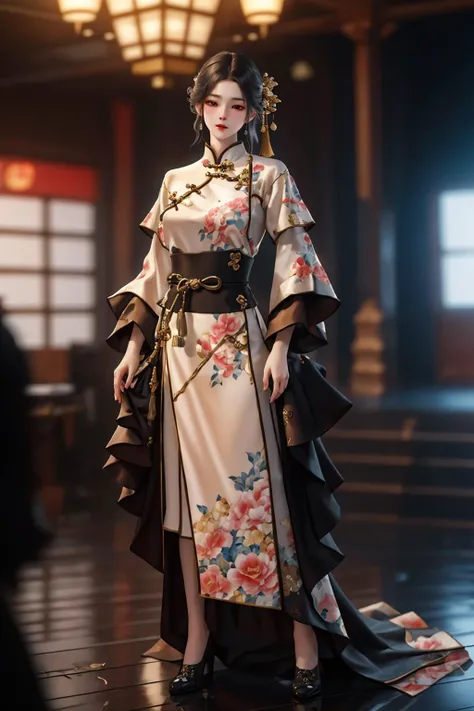 (Highly detailed CG unit 8k wallpaper, masterpiece, High resolution, highest quality, highest qualityのリアルテクスチャスキン), Pose with hands in pockets:1.4, A cool woman influenced by nostalgic and inorganic fashion, Nana Komatsu, Asymmetrical short hair, detailed costume, Short length white knit one piece dress, blurred background, In the French city:1.3,, hyper realistic, digital painting, concept art,