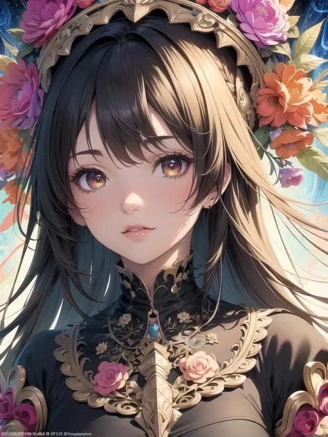(masterpiece, top quality, best quality, official art, beautiful and aesthetic:1.2),(1girl),extreme detailed,(fractal art:1.3),colorful,highest detailed,flower,