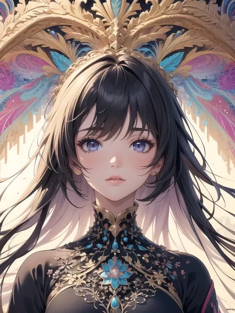 (masterpiece, top quality, best quality, official art, beautiful and aesthetic:1.2),(1girl),extreme detailed,(fractal art:1.3),colorful,highest detailed,flower,