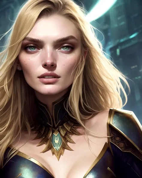 instagram, mid shot photo of [Lily Donaldson|laurabailey] as [QuantumASMR|Celine Farach], egirl makeup dark fantasy background, charming smirking by Martin Deschambault and Robert McGinnis ultra realistic highly detailed intricate photorealistic analog style photograph sharp focus on eyes, cinematic lighting