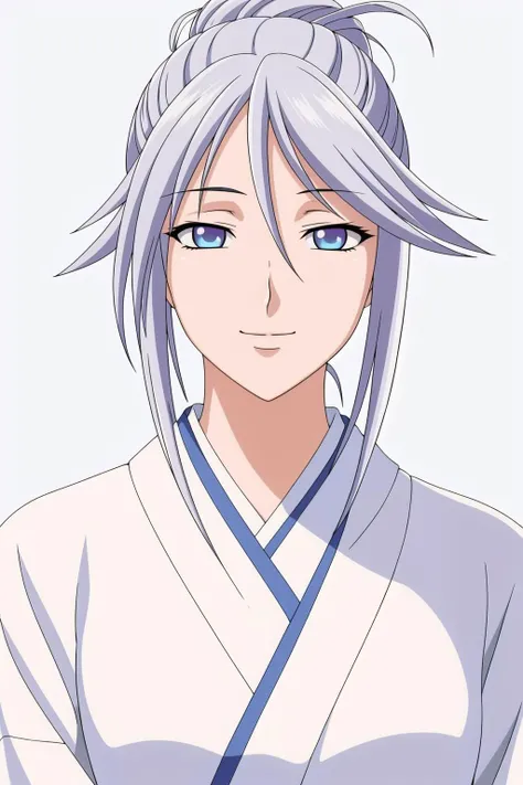 Simple White Background,
White kimono,white Snow print,japanese clothes,wide sleeves,long sleeves,
<lora:Tsurara_Shirayuki_Rosario-KK77-V1:0.7>,
Blue eyes, White hair, bangs,hair bun,
<lora:Oda_Non_Style-KK77-V2:0.3>,<lora:more_details:0.1>,
1 girl, 20yo,Young female,Beautiful Finger,Beautiful long legs,Beautiful body,
Beautiful Nose,Beautiful character design, perfect eyes, perfect face,expressive eyes,perfect balance,
looking at viewer,(Focus on her face),closed mouth, (innocent_big_eyes:1.0),(Light_Smile:0.3),
official art,extremely detailed CG unity 8k wallpaper, perfect lighting,Colorful, Bright_Front_face_Lighting,Shiny skin,
(masterpiece:1.0),(best_quality:1.0), ultra high res,4K,ultra-detailed,
photography, 8K, HDR, highres, absurdres:1.2, Kodak portra 400, film grain, blurry background, bokeh:1.2, lens flare, (vibrant_color:1.2),professional photograph,
(Beautiful,large_Breasts:1.4), (beautiful_face:1.5),(narrow_waist),