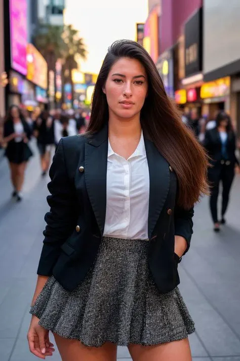 DEN_marie_temara,
(walking down Hollywood boulevard, a busy street scene, public, bustling, crowds, wearing a skirt and blazer:1.2),
bokeh, f1.4, 40mm, photorealistic, raw, 8k, textured skin, skin pores, intricate details <lora:epi_noiseoffset2:1>, epiCRealism <lora:ClothingAdjuster3:-1>
