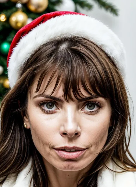 RAW photo of agnieszkadygant-ti, natural lighting, 8k uhd, dslr, high quality, film grain, Fujifilm XT3, <lora:add_detail:0.7>, by Annie Leibovitz, christmas theme