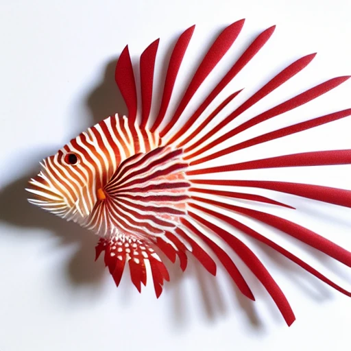 ((Papercut))Common Lionfish, 3D graphics with simplistic polygon shapes