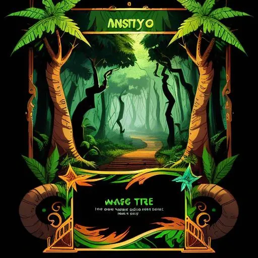 bct2, green colour, forest and jungle style, cartoon style, card that looks like a tree, title banner at the top, text space in the middle, black illustration frame, text box with static, best quality, masterpiece <lora:bct2_basic:1.5> <lora:add_detail:0.0>