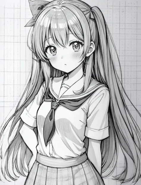 manga sketch of a school girl