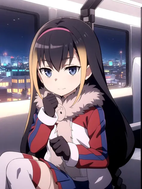 1girl, (shapely body), (solo), 19 years old, <lora:Lessar_AV3.2:0.7>, hdr, ((subway car)), (neon lighting), dim light, neon lamps, (1 person), (((night))), blinding lights, cyberpunk, cybertrain, cyber train, relaxed posture, people in the background, dark lighting, neon advertising, advertising posters, advertising hologram, realistic shadows, ((close portrait)), Made in Abyss, blush, neon helmet