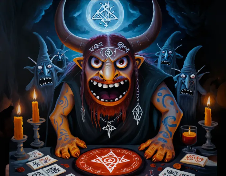 Specter,Enlarging into a monster,Glowing runes and ritual symbols, insanely detailed, rich deep moody colors, Vibrant Colours, a masterpiece, <lora:LojkinXL:0.8> oil paint, painting,